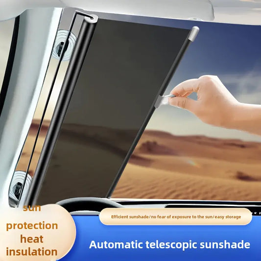 Retractable Front Windshield Sun Blocker, Heat Insulation Curtain for Cars